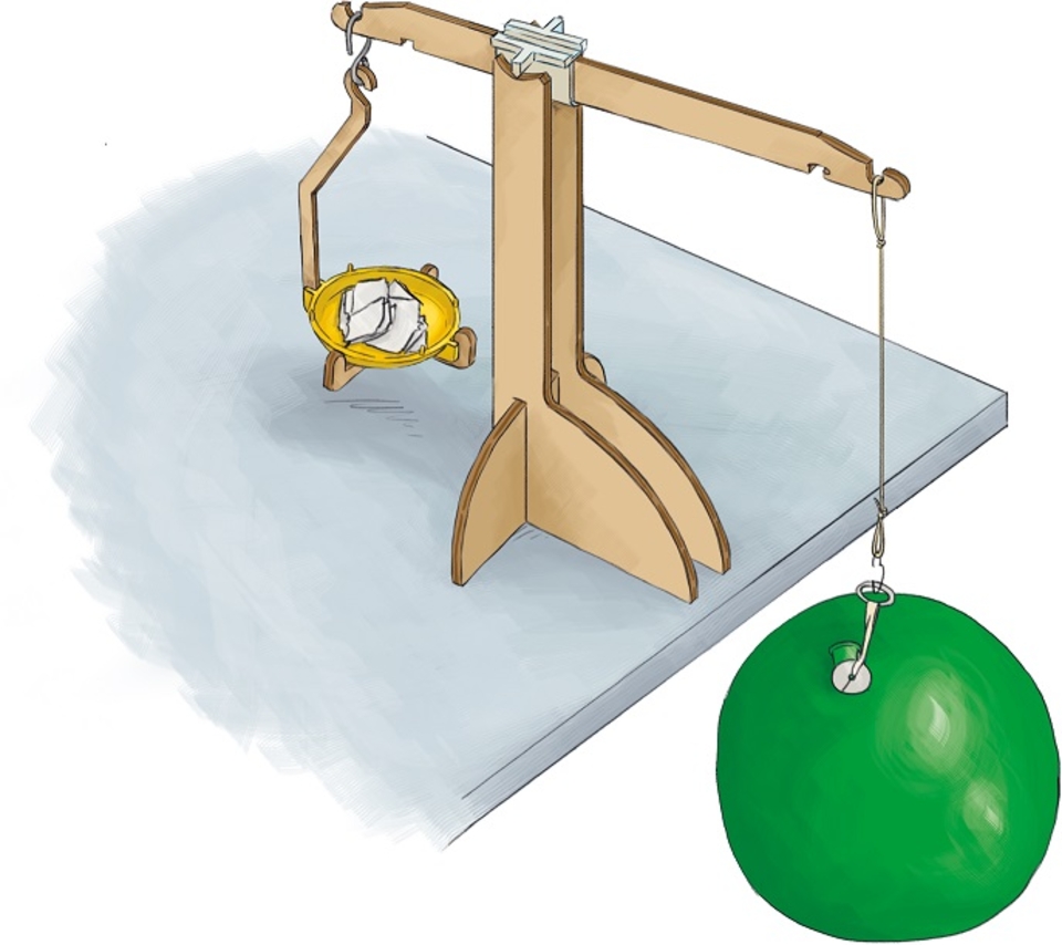 Das Experimentiermaterial zum Luft wiegen