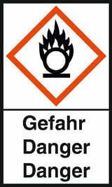 GHS-Warnetiketten Flamme über Kreis – Gefahr