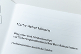 Das Bild zeigt eine Seitenansicht eines Dokuments mit dem Titel "Mathe sicher können". Es handelt sich um ein Diagnose- und Förderkonzept zur Sicherung mathematischer Basiskompetenzen, speziell zu natürlichen Zahlen.
