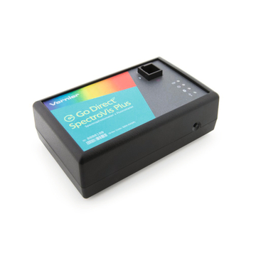 Das Bild zeigt das Gerät "Go Direct SpectroVis Plus" von Vernier, ein Spektrometer zur Analyse von Licht. Es ist kompakt und wird im Bildungsbereich für Experimente zur Spektroskopie eingesetzt.