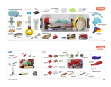 Das Bild zeigt eine Vielzahl von Experimentiermaterialien, die in einem transparenten Behälter und zwei separaten Boxen organisiert sind. Die Inhalte umfassen unter anderem Bastelmaterialien, Messutensilien und verschiedene spielerische Elemente für den Bildungsbereich.