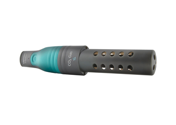 Das Bild zeigt ein Gerät zur Messung von CO2-Gasen, das in Experimenten verwendet werden kann. Es hat eine ergonomische Form und ist in verschiedenen Farben gestaltet, um die Identifikation und Nutzung im Bildungsbereich zu erleichtern.