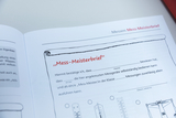 Das Bild zeigt einen "Mess-Meisterbrief", der als Bestätigung dient, dass eine Person bestimmte Messgeräte selbstständig bedienen kann. Der Dokumententext ist vordefiniert und lässt Platz für den Namen und weitere Angaben.